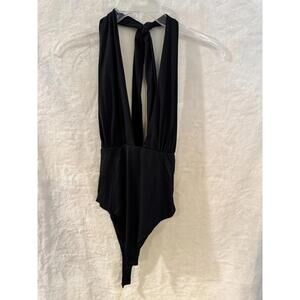 Princess Polly Two Summers Plunge Neck Bodysuit Halter black Size US 6